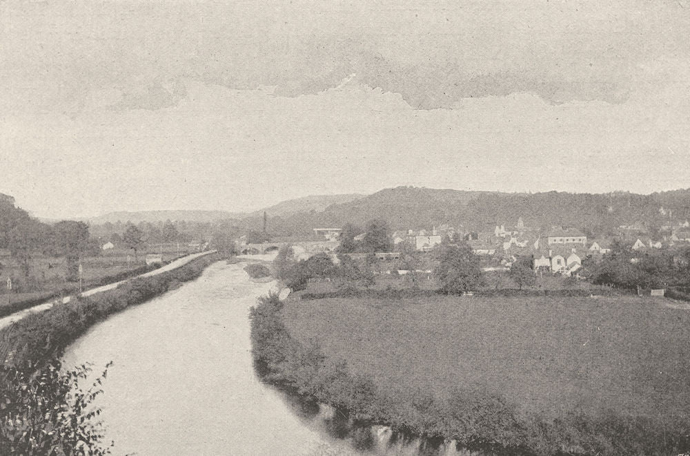 WALES. Usk 1901 old antique vintage print picture